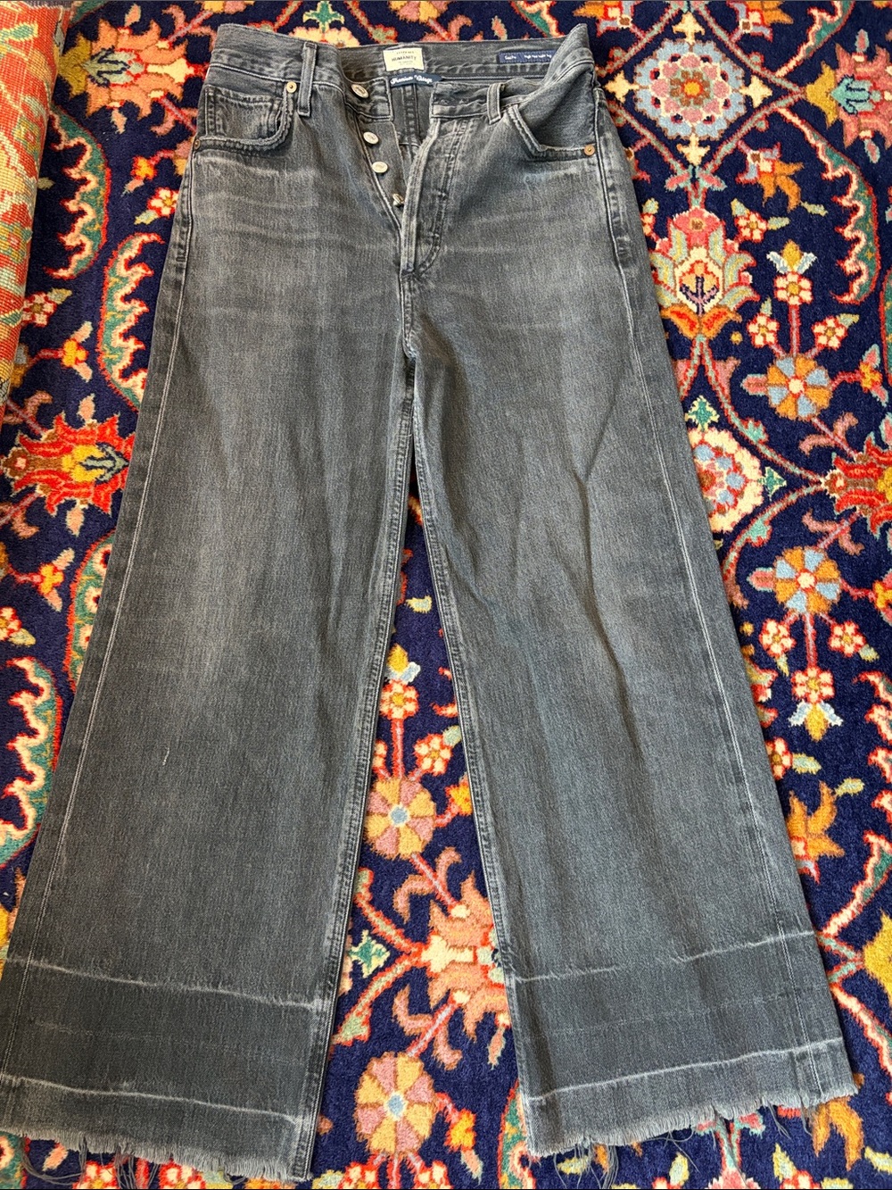 Citizens of Humanity Women's Wide-Leg Cropped Button-Fly Jeans - Gray